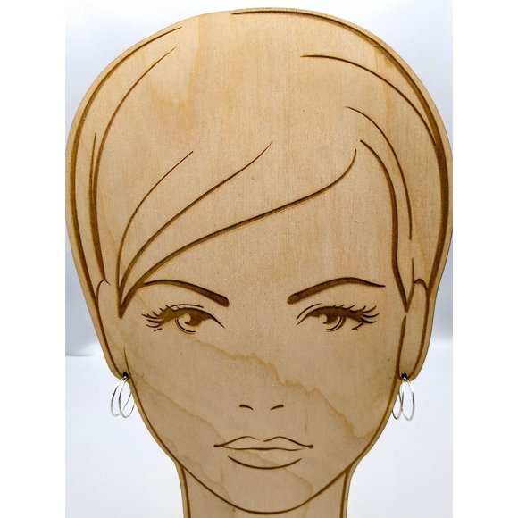 Vintage Split Hoop Earrings, Double Skinny Hoops in Silver Tone Stud - Picture 3 of 4